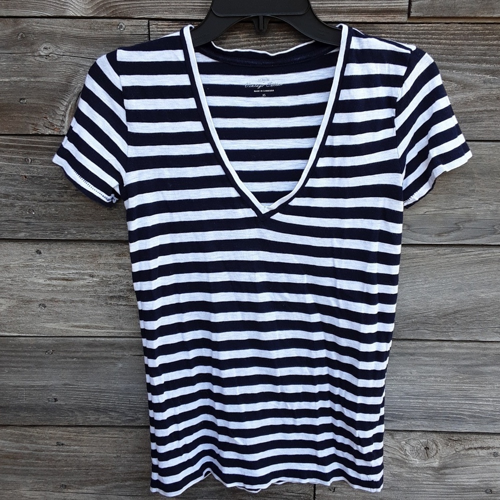 J. Crew Factory short sleeved blue & white striped t-shirt size XS
